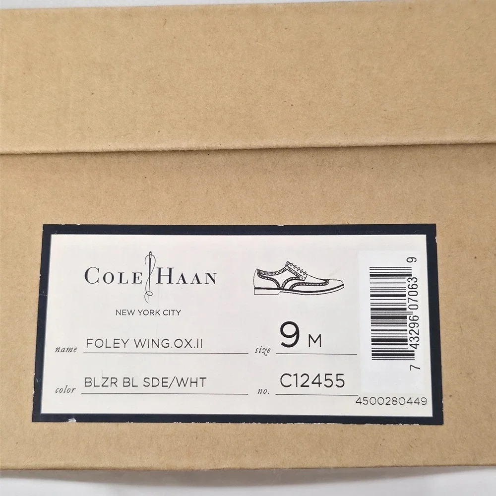 Cole Haan Foley Wing Ox II Blazer Blue Suede‎ Shoes Oxford Men's 9 Original Box